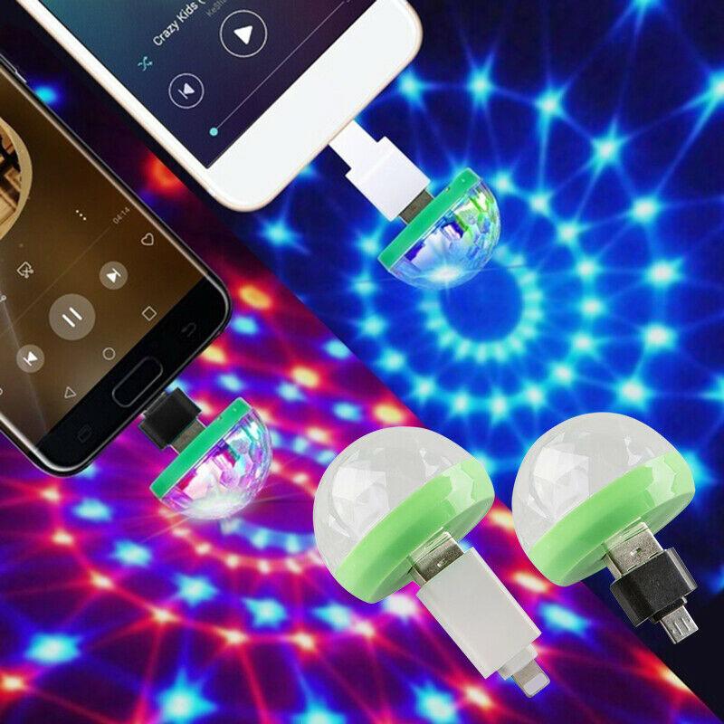 Мини портативный USB-светильник-кристальный шар, светодиодный, цветной эффект, управление звуком, сценический светильник, украшение для домашней вечеринки