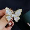 Natural Mother-of-Pearl Butterfly Brooch with Zircon for Women - Coat, Suit Pin, Corsage.