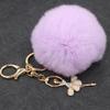 Faux Pom-Pom Keyring Adorable Rhinestone Angel Car Key Charm Women's Handbag Faux Pendant