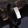 Trendy Braided Leather Men Bracelet Magnetic Buckle Bracelets Wrist Band Fashion Jewelry Bangles