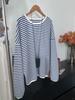 Женский весенний свободный и тонкий джемпер с контрастными полосками, футболка с длинным рукавом, повседневный ленивый стиль, базовый топ