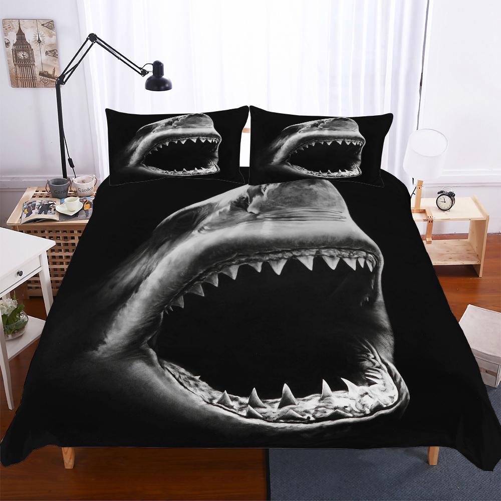 3D Digital Shark Duvet Cover Set With Pillowcase Bedding Set Single Double Twin Full Queen King Size Bed Set For Bedroom Decor