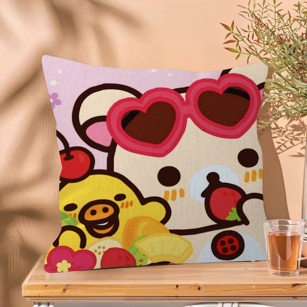 Милая мультяшная аниме наволочка для подушки Rilakkuma, чехол для подушки, декоративная наволочка для дивана в гостиной, домашний декор, на заказ