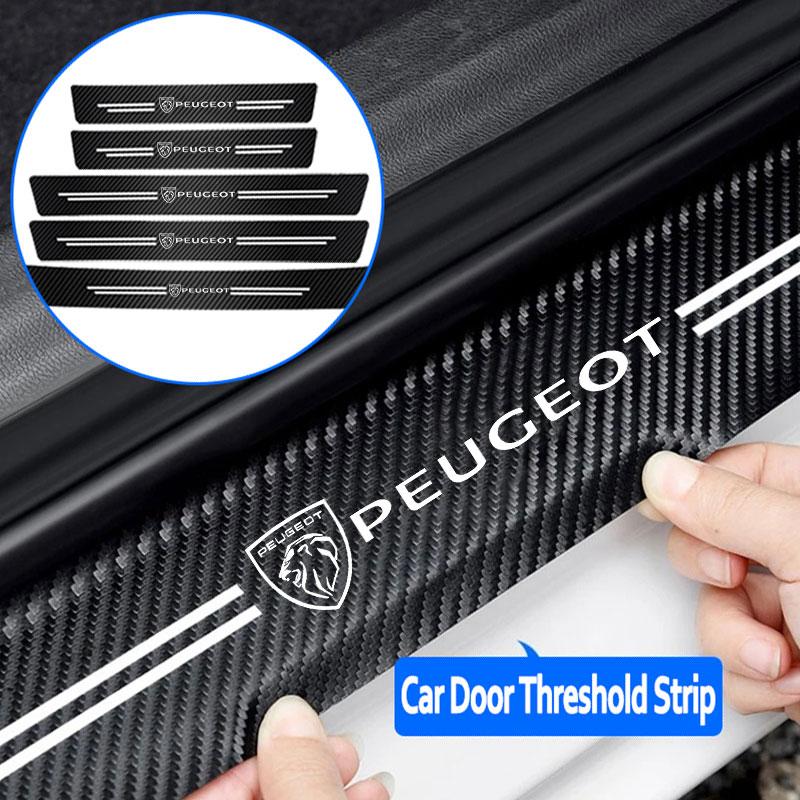 1/4/5Pcs Car Door Sill Scuff Plate Decor Carbon Fiber Stickers For Peugeot 208 3008 308 206 2008 207 B107 508 607 106 406 407 307