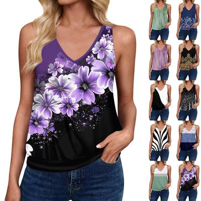 Топы на бретелях для женщин, свободная посадка, футболка без рукавов с v-образным вырезом в стиле ретро, ​​женские повседневные летние блузки