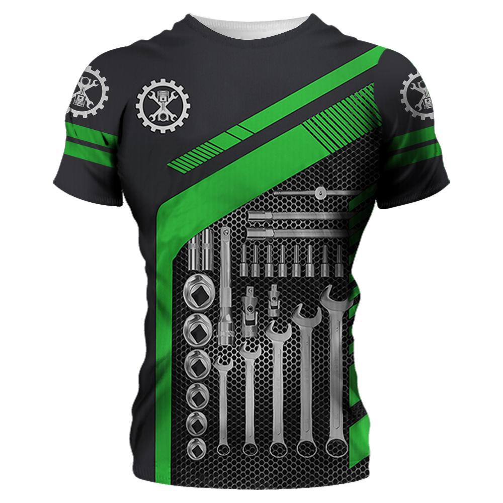 Летняя мужская футболка «Механик» на заказ, хлопковая рубашка с короткими рукавами и 3D принтом, модная индивидуальная толстовка, уличная одежда