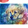 HUACAN 5D Diamond Paintings Dog New Collection 2022 Full Drill Square Diamond Embroidery Animal Mosaic Butterfly Home Decor
