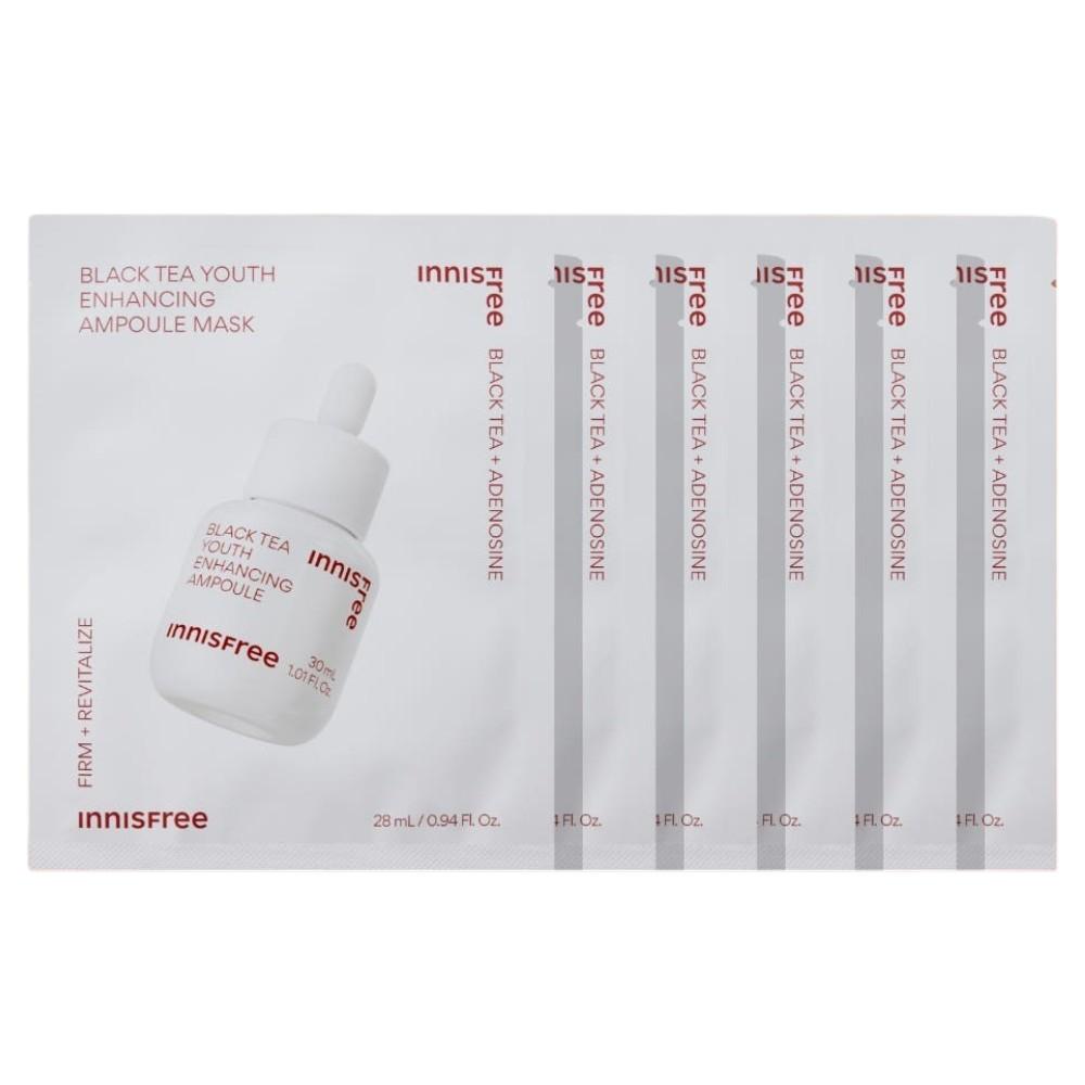 INNISFREE Black Tea Youth Enhancing Ampoule Mask Smoothing Radiance 28ml x 6ea