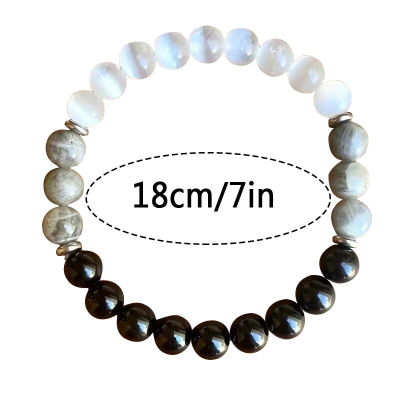 Браслет из натурального камня с бусинами, браслет из черного турмалина, селенита и лабрадорита, браслет из драгоценных камней, 8 мм
