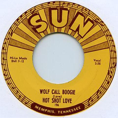 7-дюймовая пластинка HOT SHOT LOVE - Wolf Call Boogie / Harmonica Jam SUN196 Sun 1954 UK Блюз