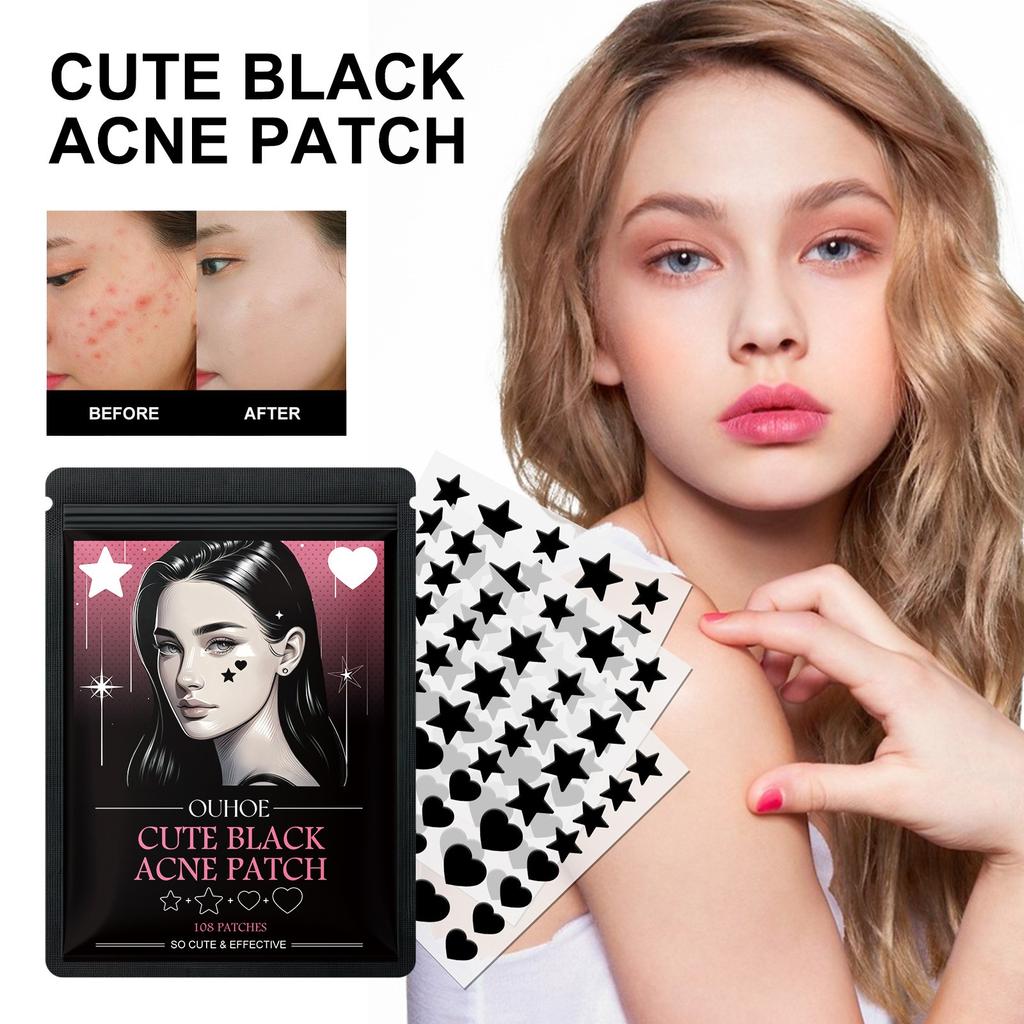 Cute Black Acne Patches For Face,Reduce Acne, Close Acne Marks, And Remove Blackheads(108 Count)