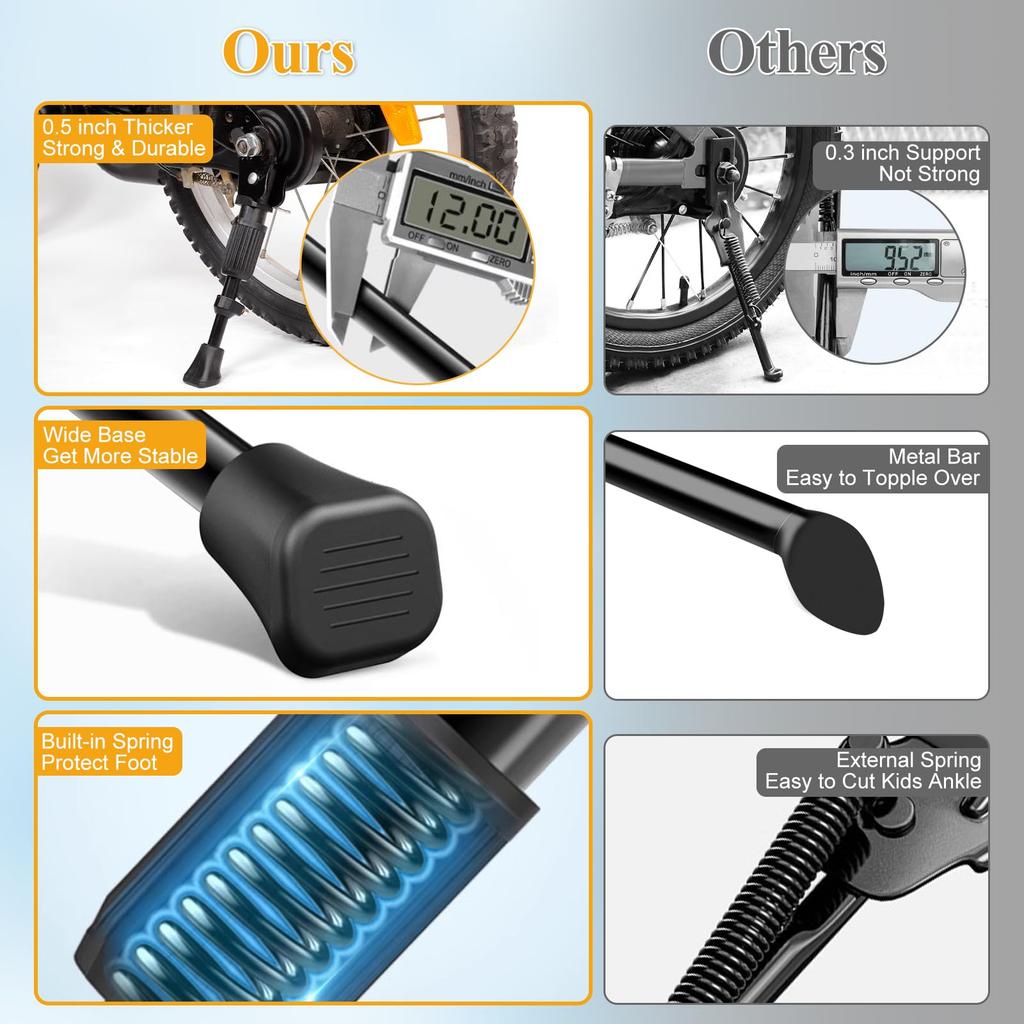 CYFIE Велосипедный боковой регулируемый дополнительный руль Easy Tools Stand, Kickstand, Stand, Длина, 12", 14", 16", 18", 20", 12-20", Детский велосипед,