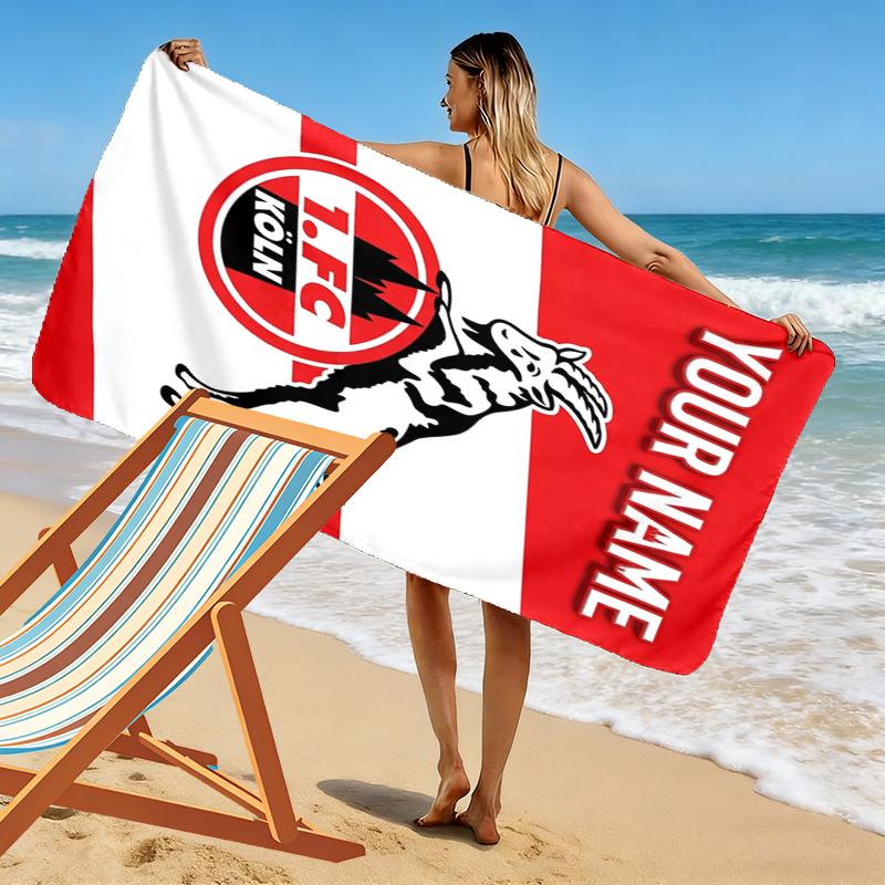 Custom Name FC KÖLN Print Beach Towel, Large Soft Quick Dry Towel for Beach Camping Swimming_xia