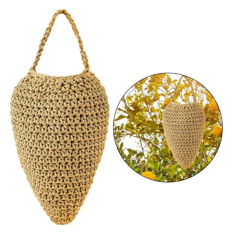 Large Crochet Wasp Nest Decoy Faux Hanging Fake Hornet Nest Wasp Intimidate for Outdoor Garden Yard Camping Eaves