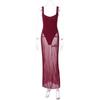 Women's Fashion Temperament Slim Long Splicing Sexy Gauze Skirt Edge Halter Dress