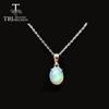 925 Sterling Silver Opal Pendant Necklace Natural Gemstone Fine Jewelry  Simple Design for Women Nice Gift