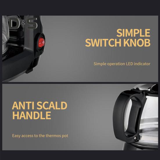 Портативная кофемашина большой емкости с функцией защиты от капель и автовыключения, простая в очистке, многоразовый фильтр, кофемашина, кухонные принадлежности