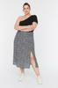 Women's Style Plus Size Skirt Black Slit Woven Viscose Skirt
