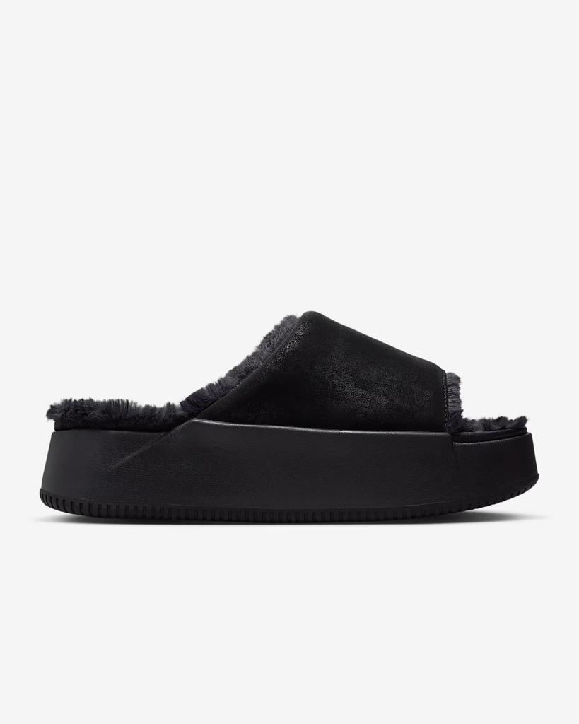 HV8560-001 Nike Calm Elevation Меховые шлепанцы Черные (Женский)