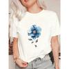 Oversized T Shirt Black Blue Flower Print Casual Wear