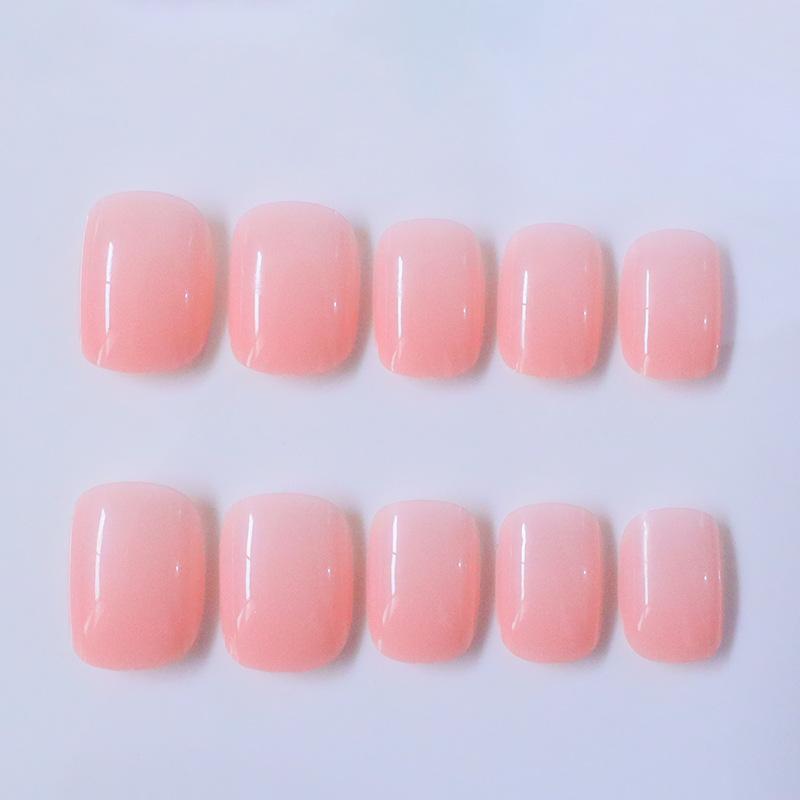 Nail art sweet simple fashion gentle wind pink short square wearing nail piece wholesale