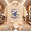 I Wonder If Birds Think About Me Too Wren Bird Floral Print Unisex Cotton T Shirt Summer Short Sleeve Vintage Casual Street Tees