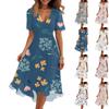 Женское модное повседневное платье с V-образным вырезом, короткими рукавами и цветочным принтом
