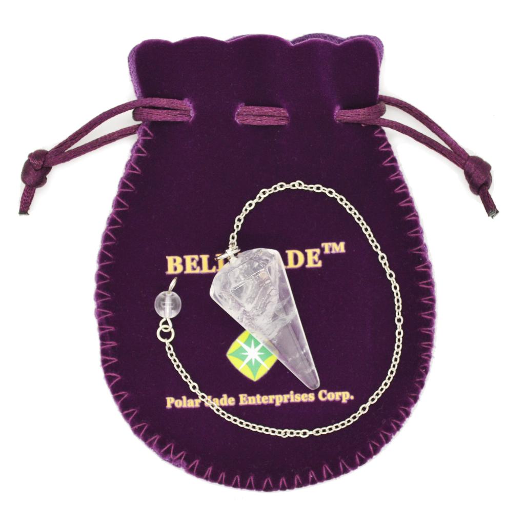 Натуральный камень, камень силы для лозоходства и фэн-шуй, изготовленный из натурального прозрачного целебного кристалла, камень Чаура, шестигранный, маятник на металлической цепочке,