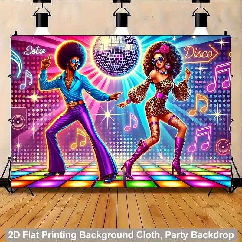 One 2D flat-print background banner. A fashionable couple dancing at a disco party. Suitable for family gatherings and weddings.