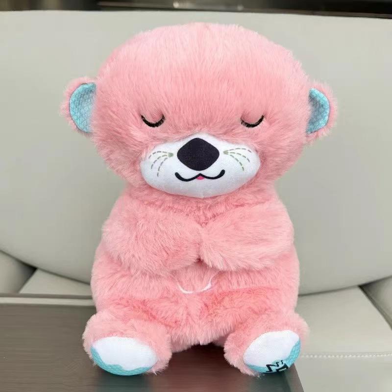 Baby Plush Doll Breathing Bear Newborn Soothing Sleep Playmate Otter Toy Kids Music Sleeping Companion Sound Light Doll Toy Gift