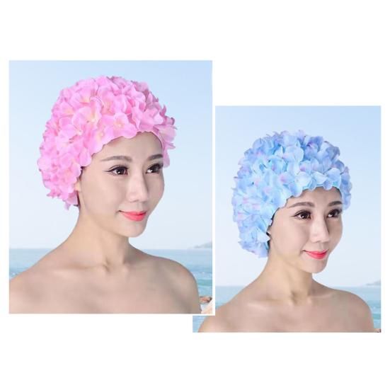 Пляжная шапочка для плавания с цветочным декором, мягкая дышащая защита ушей, эластичная женская шапка для подводного плавания, головной убор