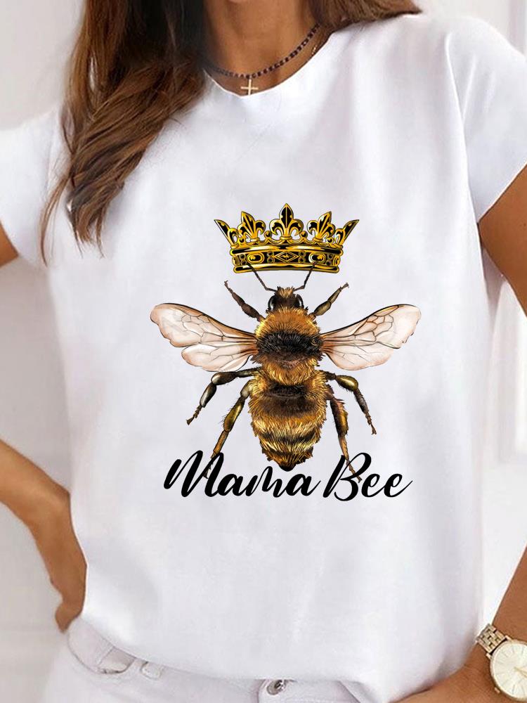 Женская одежда Bee Love Style Надпись Принт на одежде Футболка с коротким рукавом Летний топ Футболка Базовая модная графическая футболка