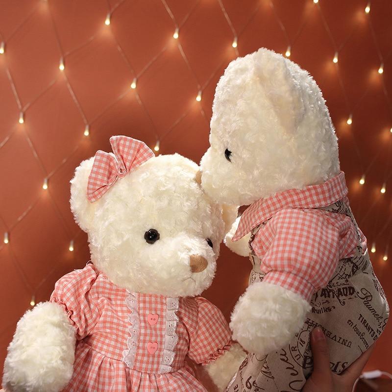 Прекрасная пара плюшевых мишек, плюшевые игрушки, высококачественные медведи с одеждой, юбка, плюшевая подушка, мягкие куклы для девочек