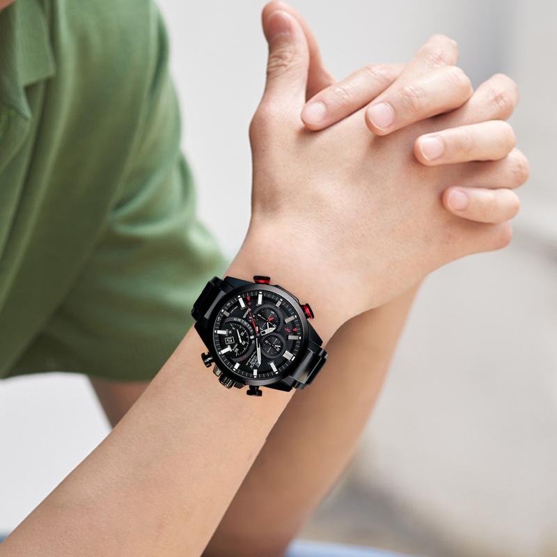 Casio EDIFICE Солнечный Bluetooth Водонепроницаемый Кварцевый Механизм Стальной Ремешок Японские и Корейские Часы Мужские Часы Черный Циферблат EQB-501YDC-1AMPRDD