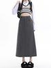 Винтажная длинная юбка для женщин в консервативном стиле, трапециевидная юбка с высокой талией, серая, весна-лето, модная Y2k, женская одежда в корейском стиле