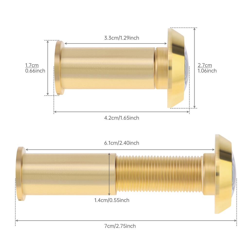 Цельная латунь 2 шт. 14 мм Дверной глазок 180 градусов Широкоугольный HD Оптическое стекло Объектив Сверхпрочный Конфиденциальность Безопасность Универсальный