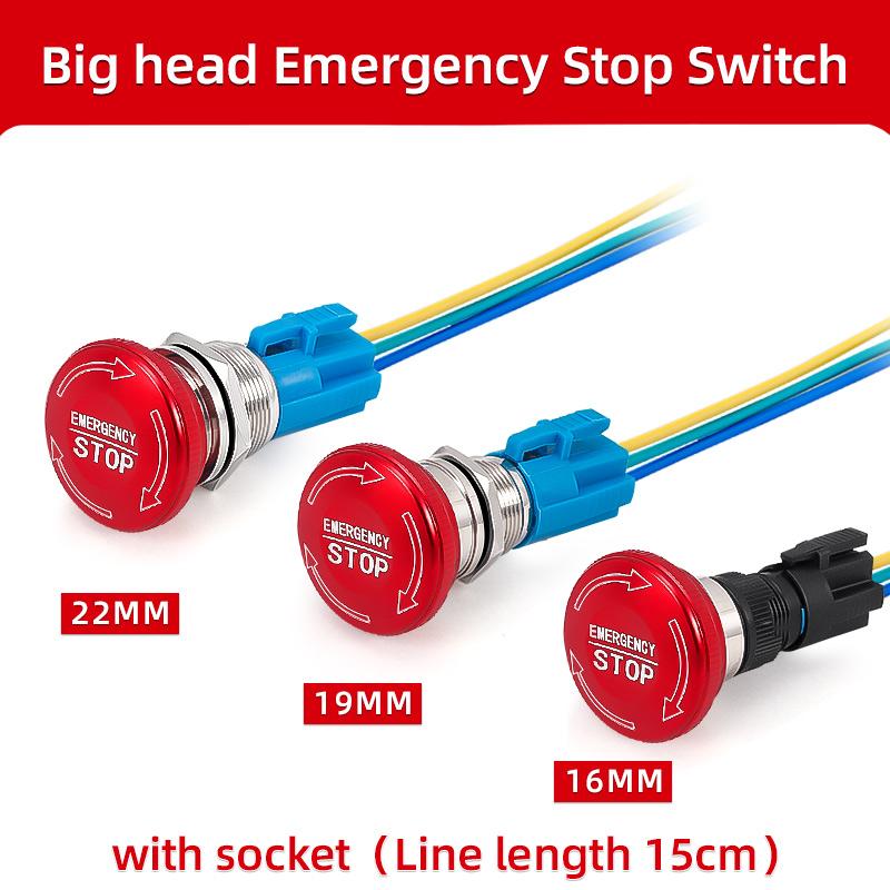 Metal Emergency Stop Button Switch 16/19/22mm Mushroom head Waterproof Stainless steel Press Rotary Power off STOP 1NO1NC2NO2NC