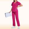 Ladies' Comfortable And Casual Solid Color Short Sleeved Pants Protective Suit Set
