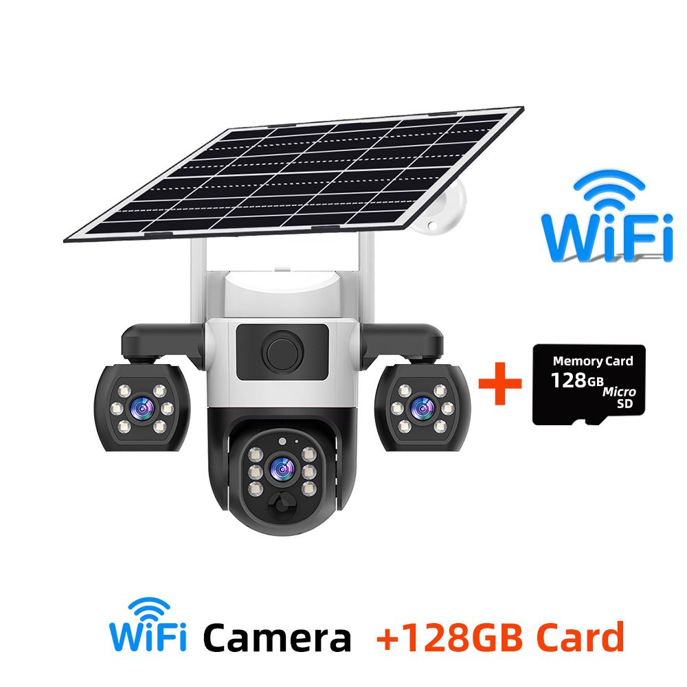 V380 Pro WiFi Солнечная Камера Уличная Тройная Линза PIR Детекция Человека Ночное Видение PTZ Беспроводные IP Камеры CCTV Защита Безопасности