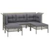 VidaXL Garden Lounge Set 5 Pcs with Cushions Grey Wicker, Outdoor Lounge Set, Furniture Set 319664
