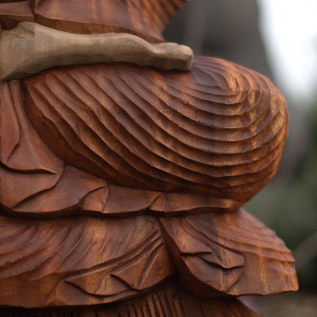 Buddha Statue Teaching Hand Carved Suar Wood 40cm