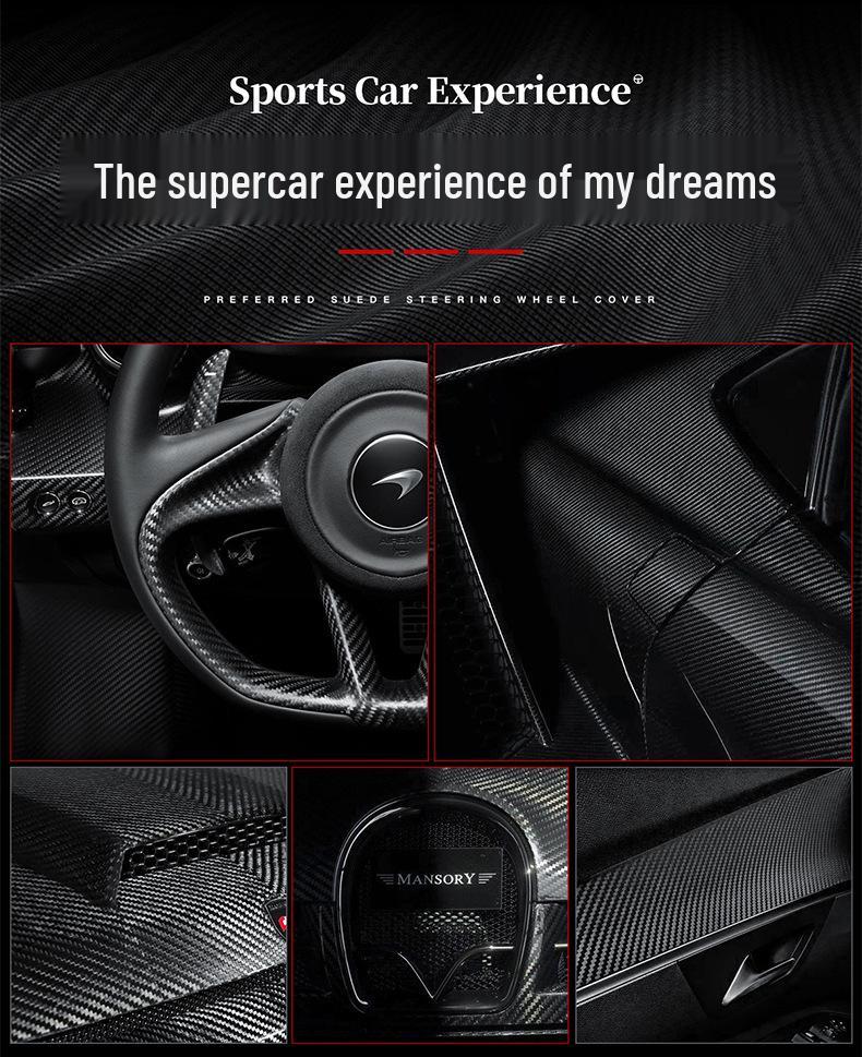 Premium Leather Steering Wheel Cover for Buick: Envision, Regal, LaCrosse, Excelle, Encore, GL6, Carbon Fiber Design