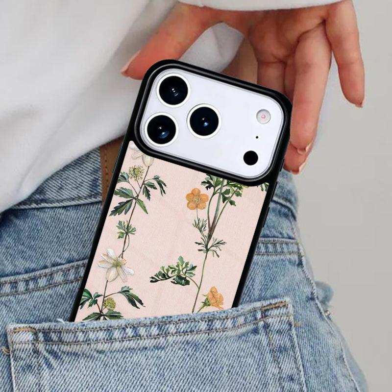 Ботанические Рисунки Цветы Растения Мягкий Чехол для Телефона для iPhone 16e 15 14 13 12 17 Pro Max Plus Air 17pro Чехол Coque