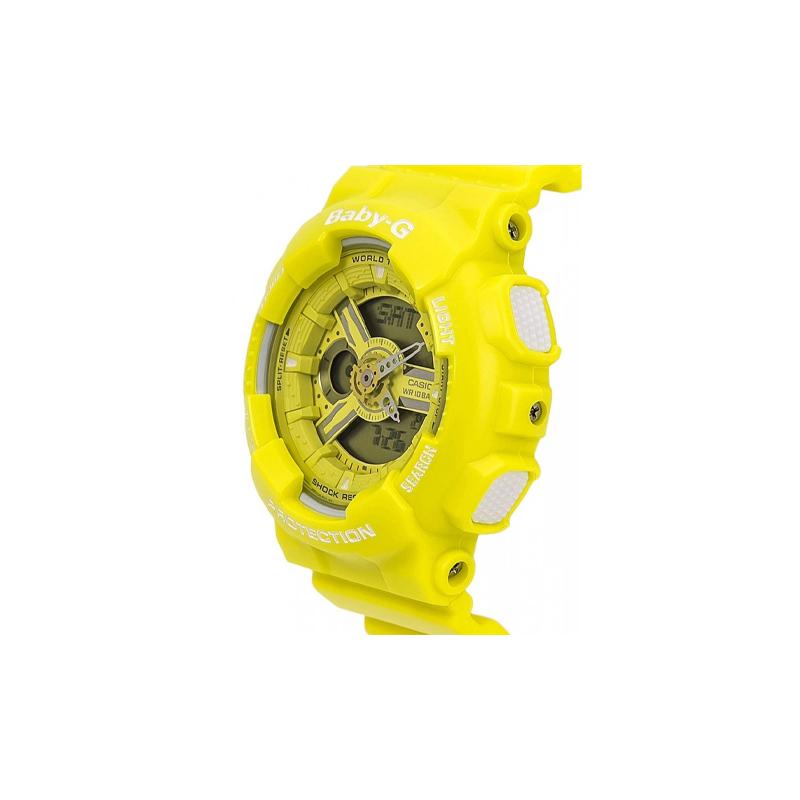 Casio BABY-G Серия тематических часов Модные и яркие Уличный стиль Кварцевый механизм Ремешок из смолы Японские и корейские часы Женские часы Желтый циферблат BA-110BC-9