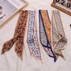 Long Neck Strap Flower Pattern Hair Band Fashion Floral Silk Scarf