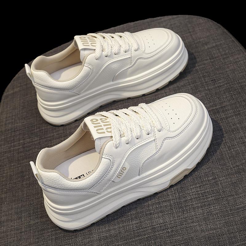 Кожаные туфли на толстой подошве, увеличивающие рост, белые туфли, женская обувь, весна и осень, новые универсальные туфли для сноуборда, туфли «Панда», повседневная спортивная обувь