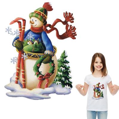 Милый снеговик, железные нашивки, рождественские Diy Parches, Ropa, термопресс, аппликация, наклейки на одежду, толстовки, джинсовые нашивки, художественные ремесла