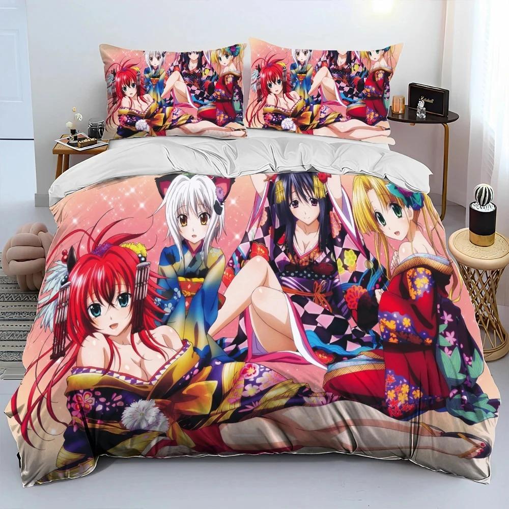Sexy Girl High School DxD Anime Comforter Bedding Set,Duvet Cover Bed Set Quilt Cover Pillowcase,king Queen Size Bedding Set Boy