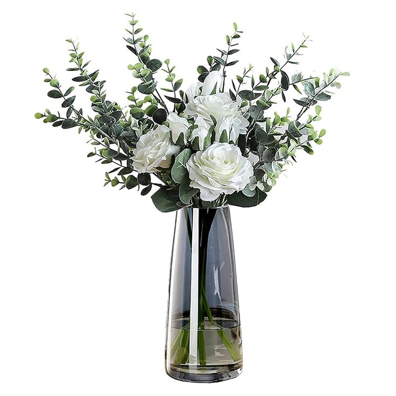 Современная стеклянная ваза кристально чистая прозрачная гидропонная вставка ваза для домашнего офиса гостиная декор аксессуары (Кристально-серый)