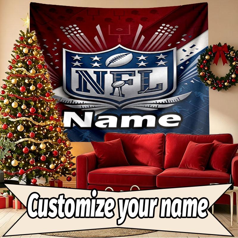 Custom Name Personalized NFL Print Tapestry, Wall Art Decor, Bedroom, Dorm, Apartment, LivingRoom, Party Backdrop, Gift for Birthday